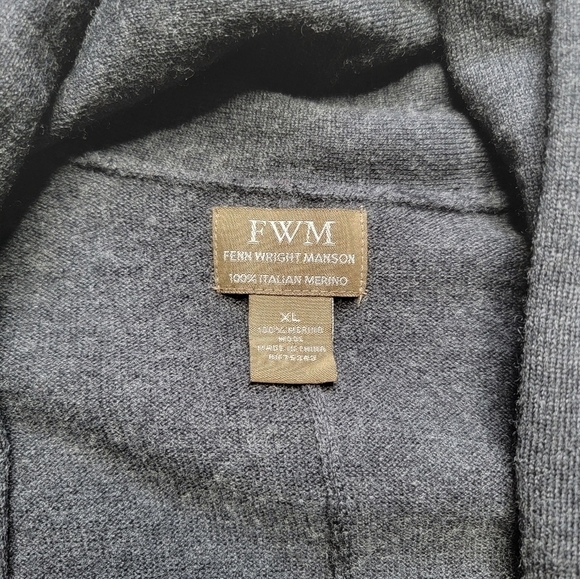 Fenn Wright Manson 100% Italian Merino Wool Charcoal Gray Cardigan Sweater Sz XL - Picture 10 of 12